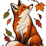 Wild Heart Quiet Soul Fox T‑Shirt design featuring an autumn fox with falling leaves.