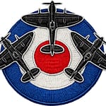 raf triple aircraft roundel t shirt design featuring three black aircraft silhouettes over the raf roundel
