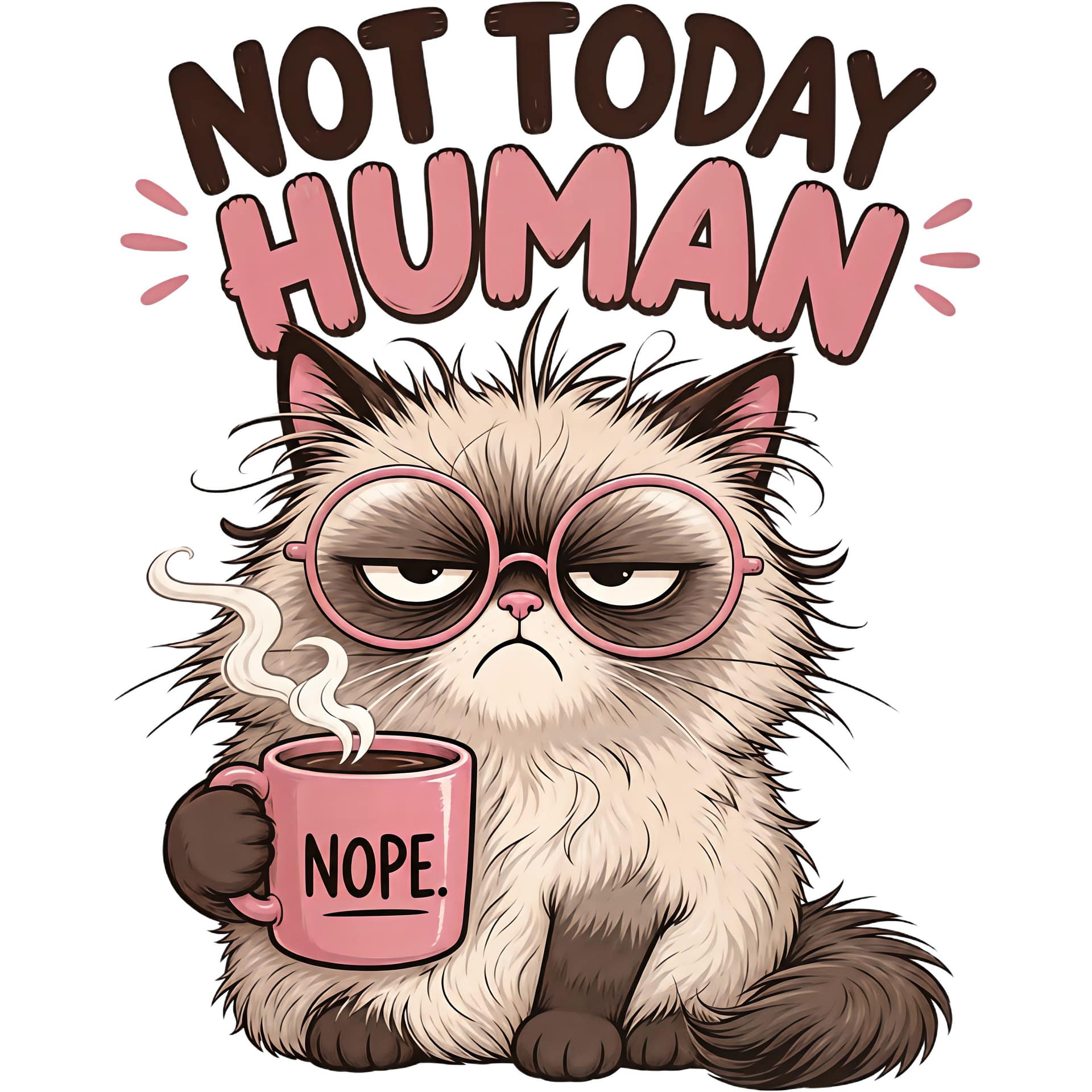 funny cat t‑shirt – Not Today Human design