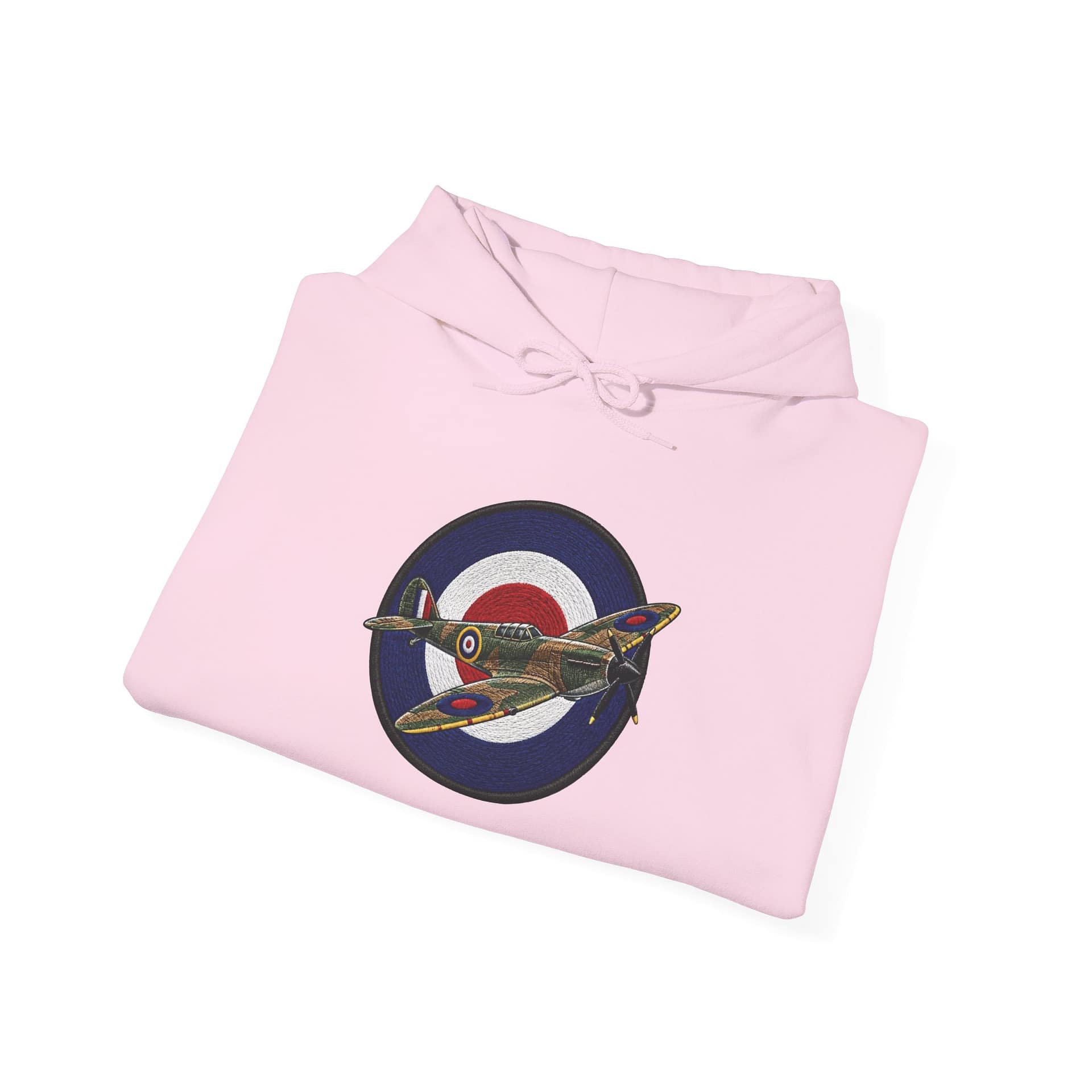 Spitfire Vintage RAF Roundel Hoodie flat lay showing retro aircraft design