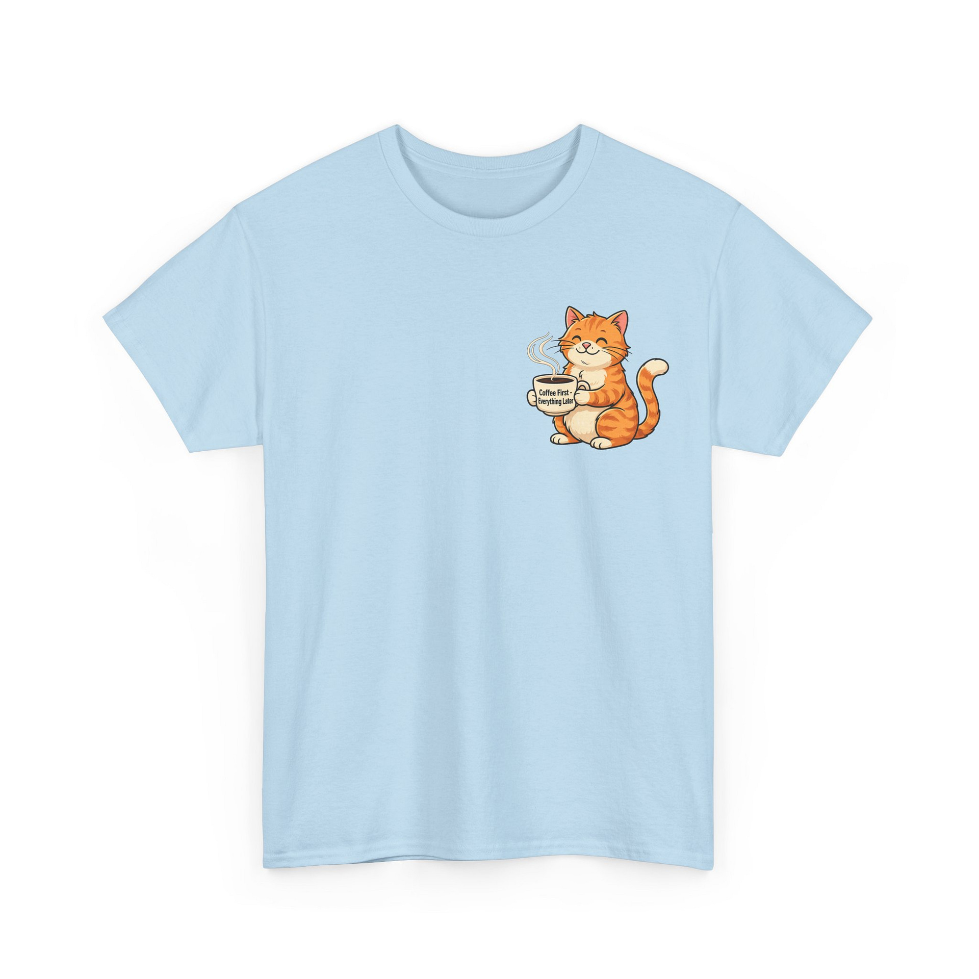Cat with Coffee T‑Shirt — Cute Orange Kitty Holding Mug Graphic Tee - Image 13