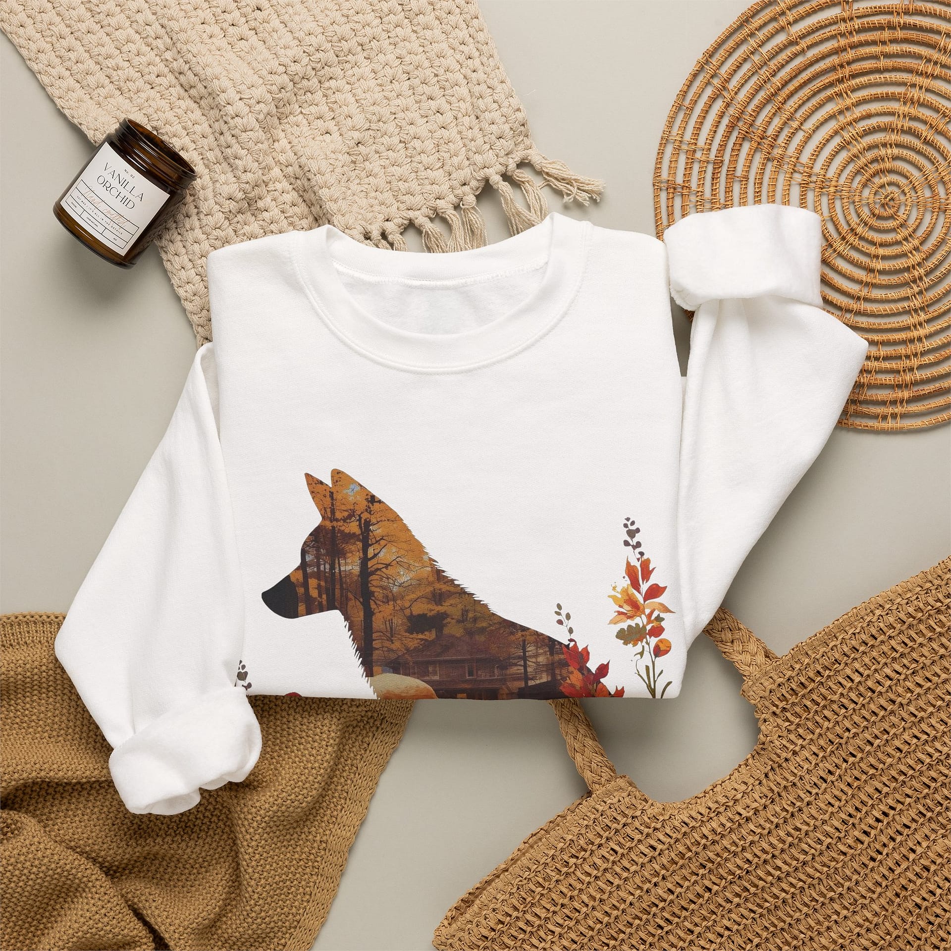 Fox Silhouette Autumn Crewneck Sweatshirt - Image 4
