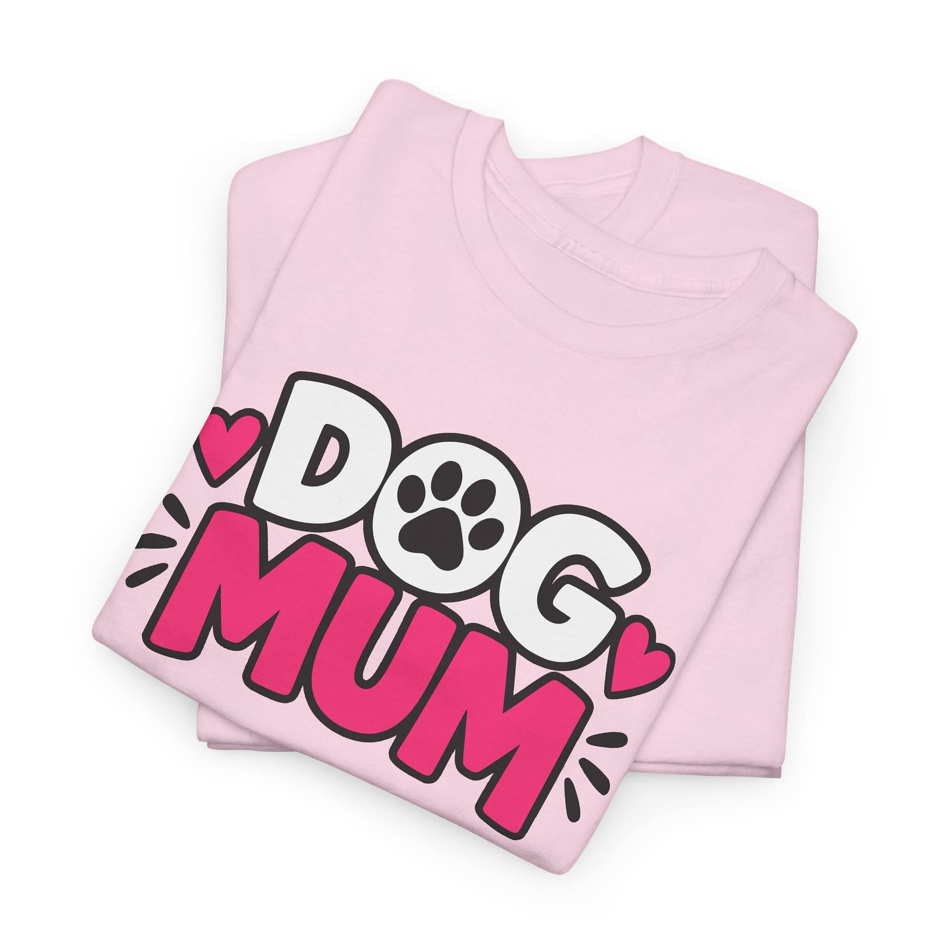 Dog Mum T‑Shirt — Cute Paw Print Dog Mom Tee (Pink Hearts) - Image 23