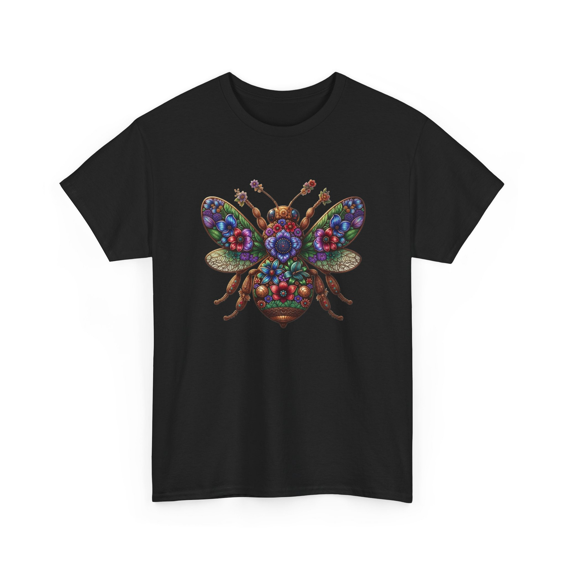 Bee Mosaic Graphic Tee — Colourful Floral Insect Art T-Shirt - Image 5