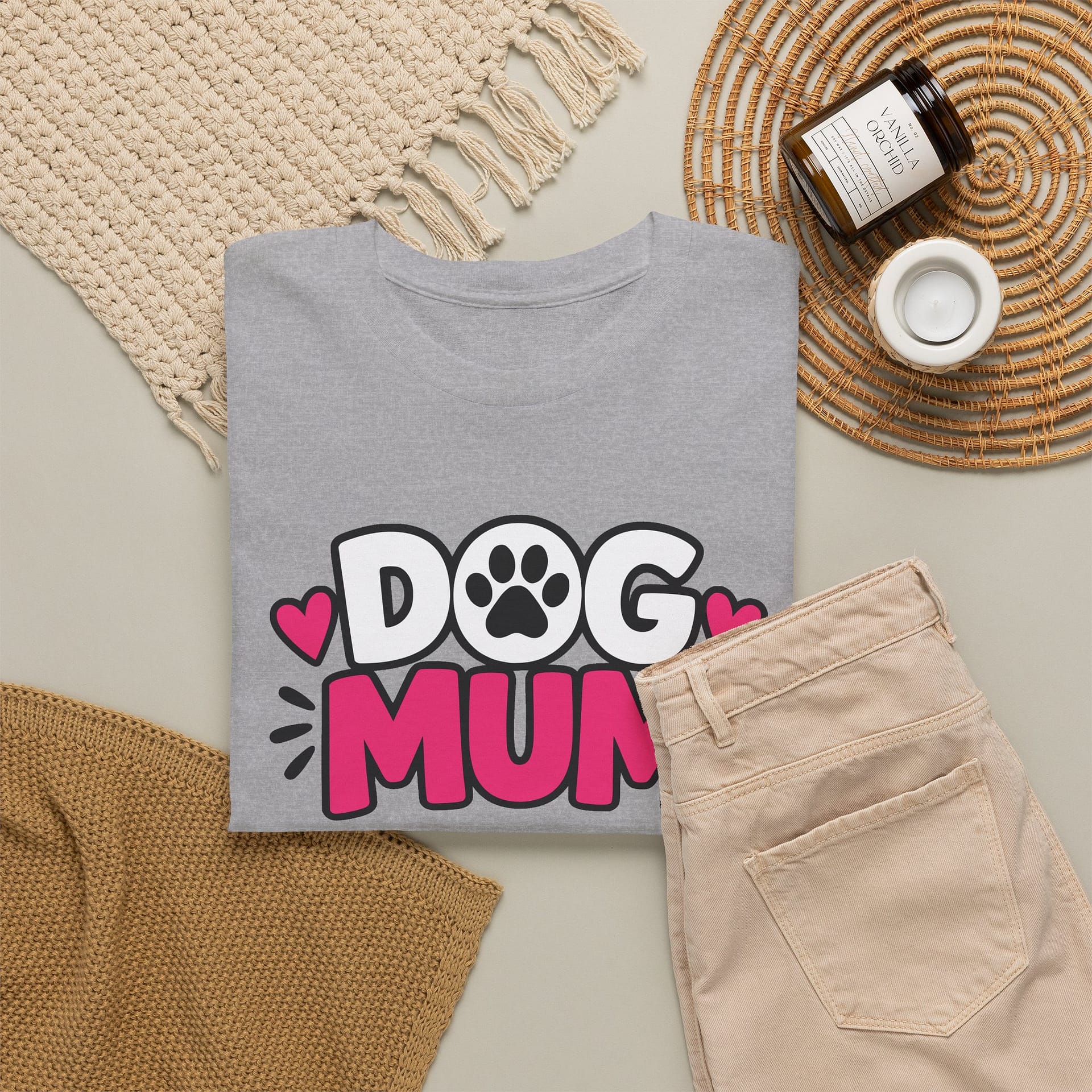 Dog Mum T‑Shirt — Cute Paw Print Dog Mom Tee (Pink Hearts) - Image 12