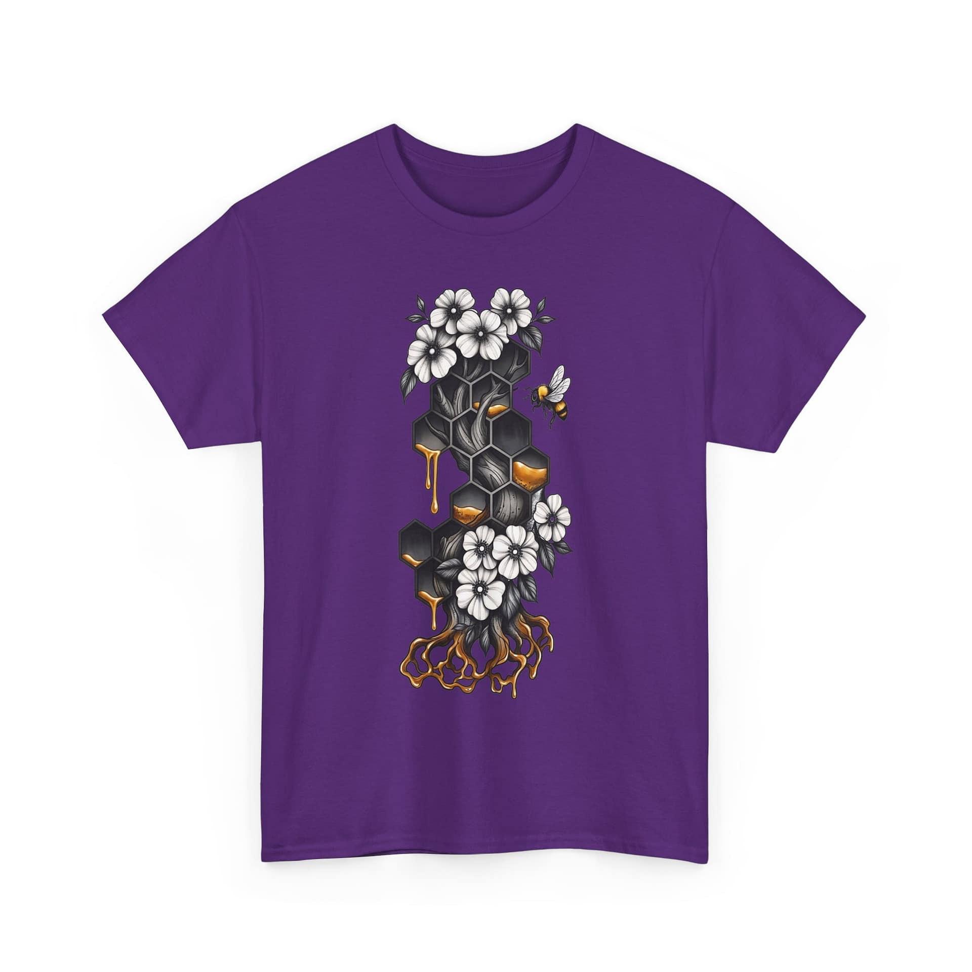 Honeycomb & Blossoms T-Shirt — Floral Bee Graphic Tee - Image 21