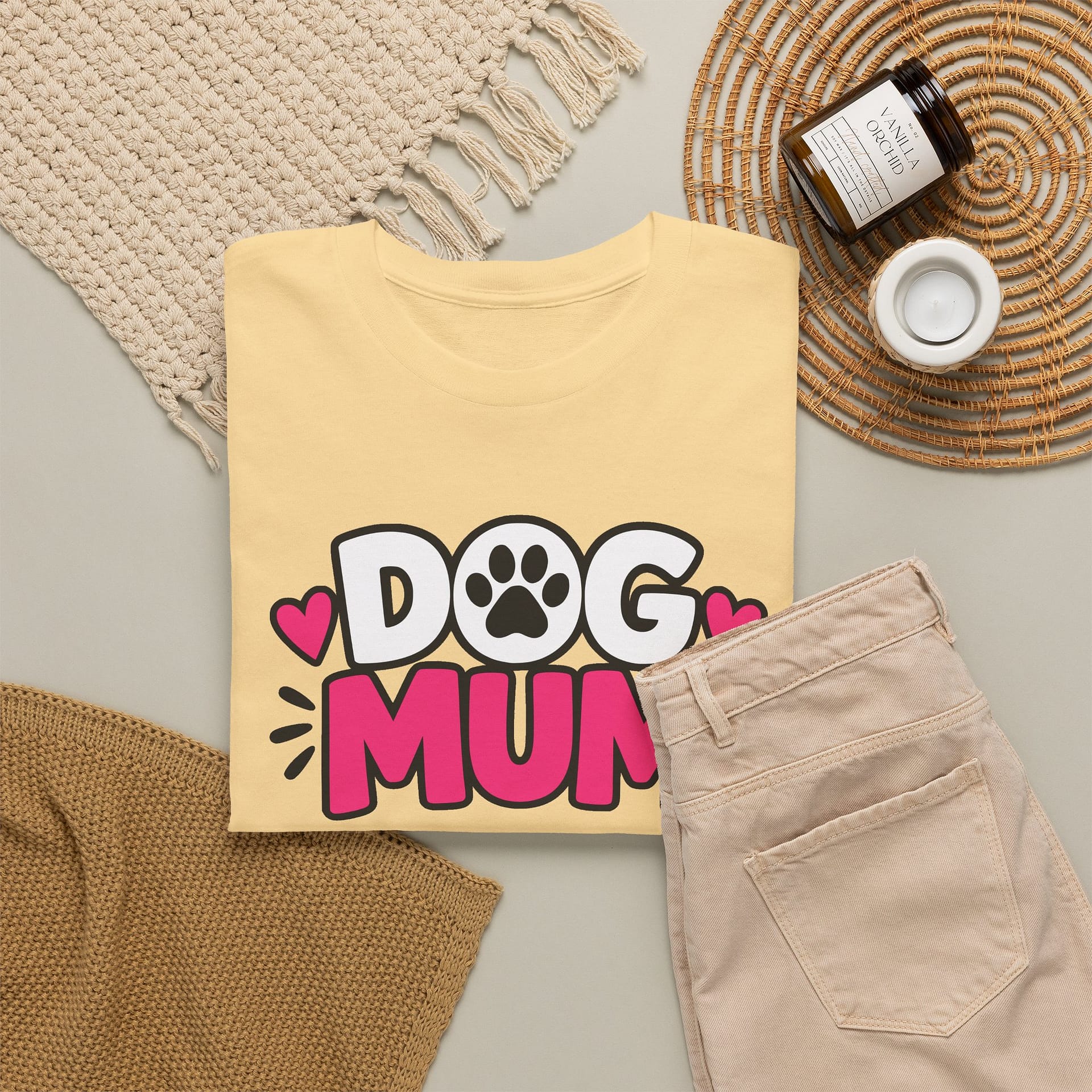 Dog Mum T‑Shirt — Cute Paw Print Dog Mom Tee (Pink Hearts) - Image 8