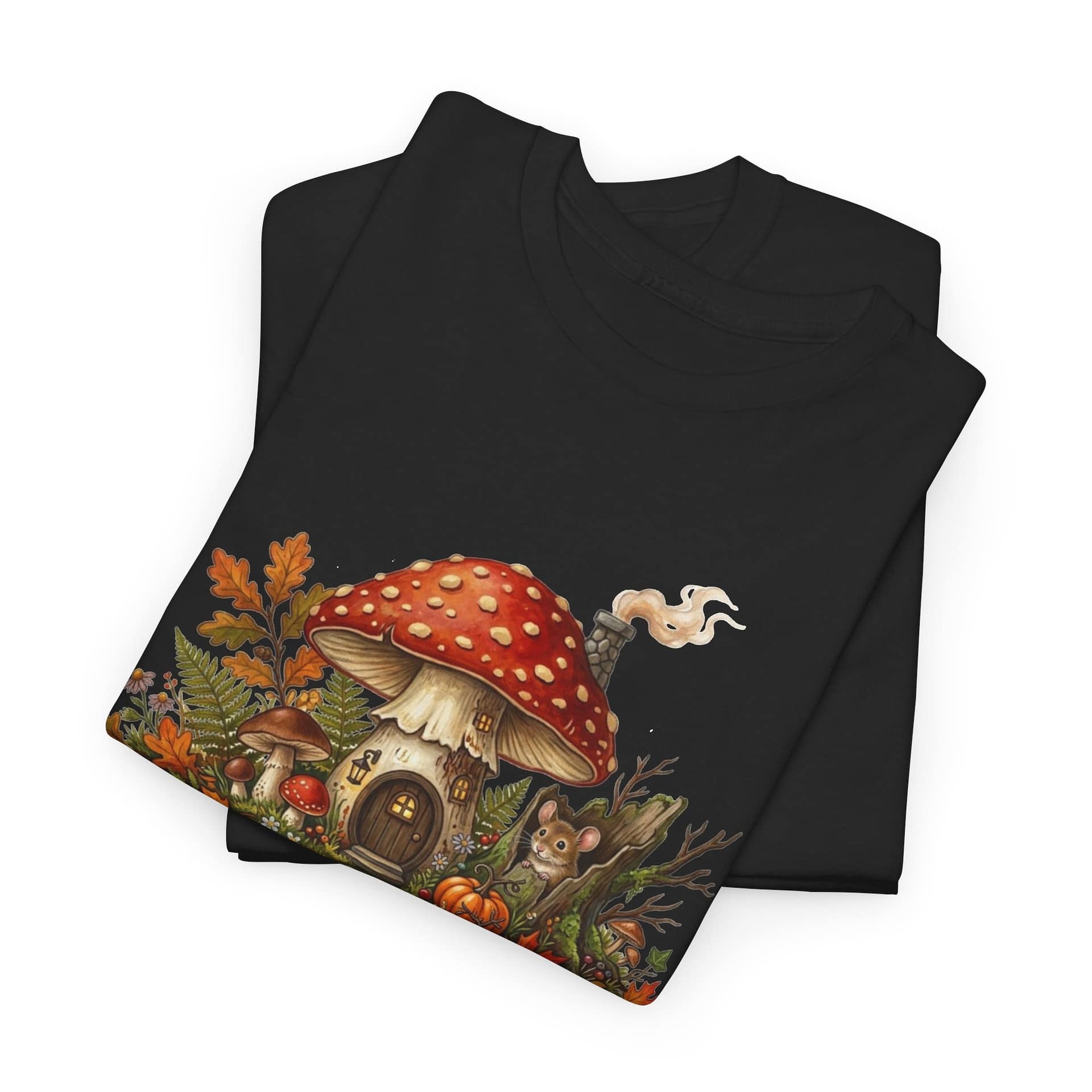 Mushroom Fairy House Tee — Autumn Woodland Cottage T‑Shirt - Image 7