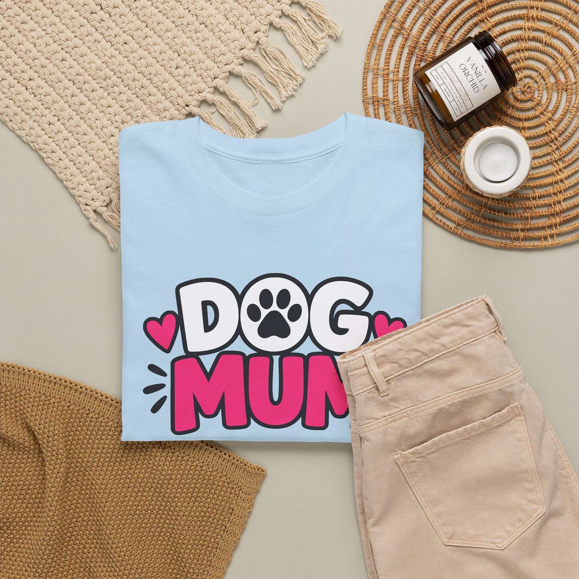 Dog Mum T‑Shirt — Cute Paw Print Dog Mom Tee (Pink Hearts) - Image 16