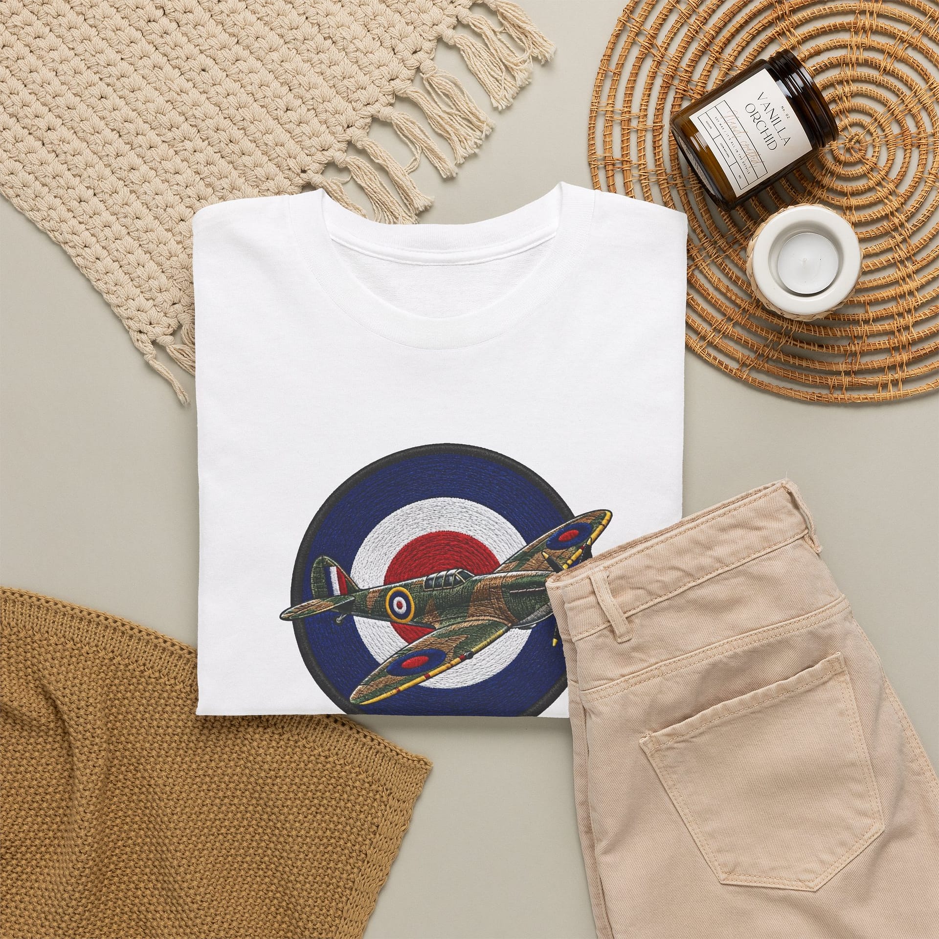 Spitfire Fighter Plane RAF Roundel T‑Shirt — Vintage WWII Aviation Tee - Image 4