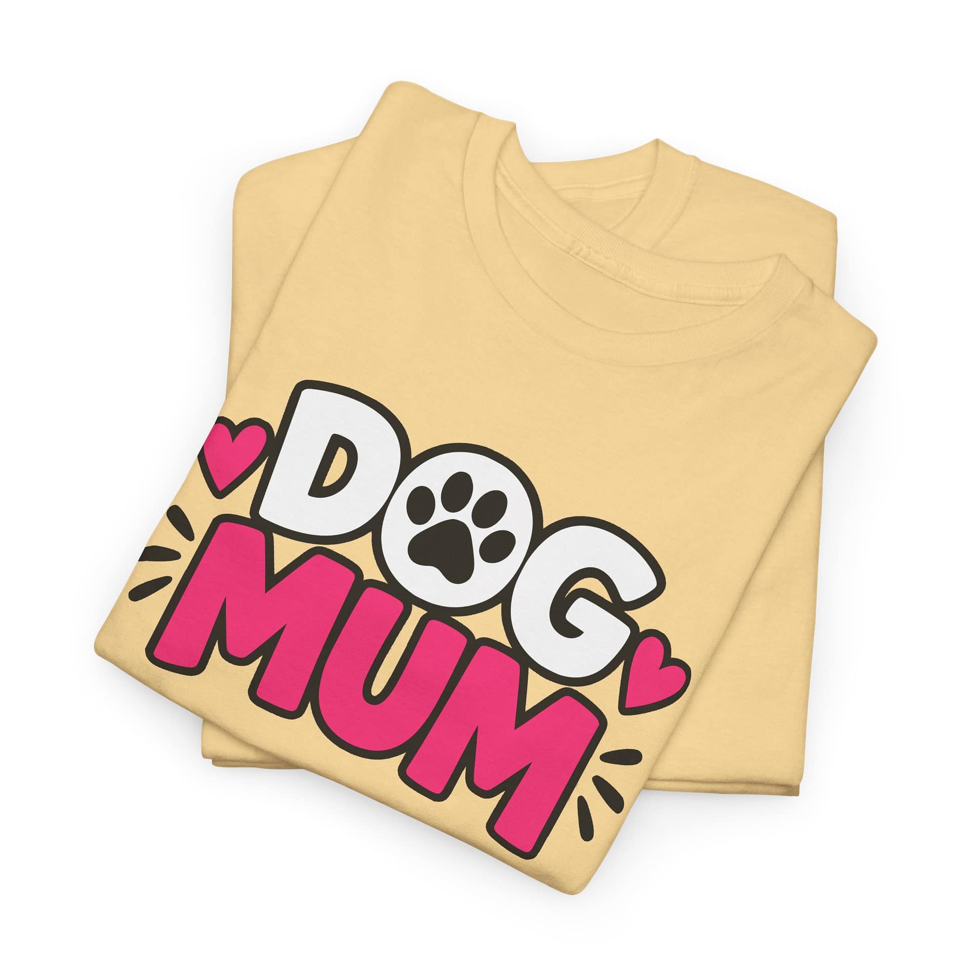 Dog Mum T‑Shirt — Cute Paw Print Dog Mom Tee (Pink Hearts) - Image 7