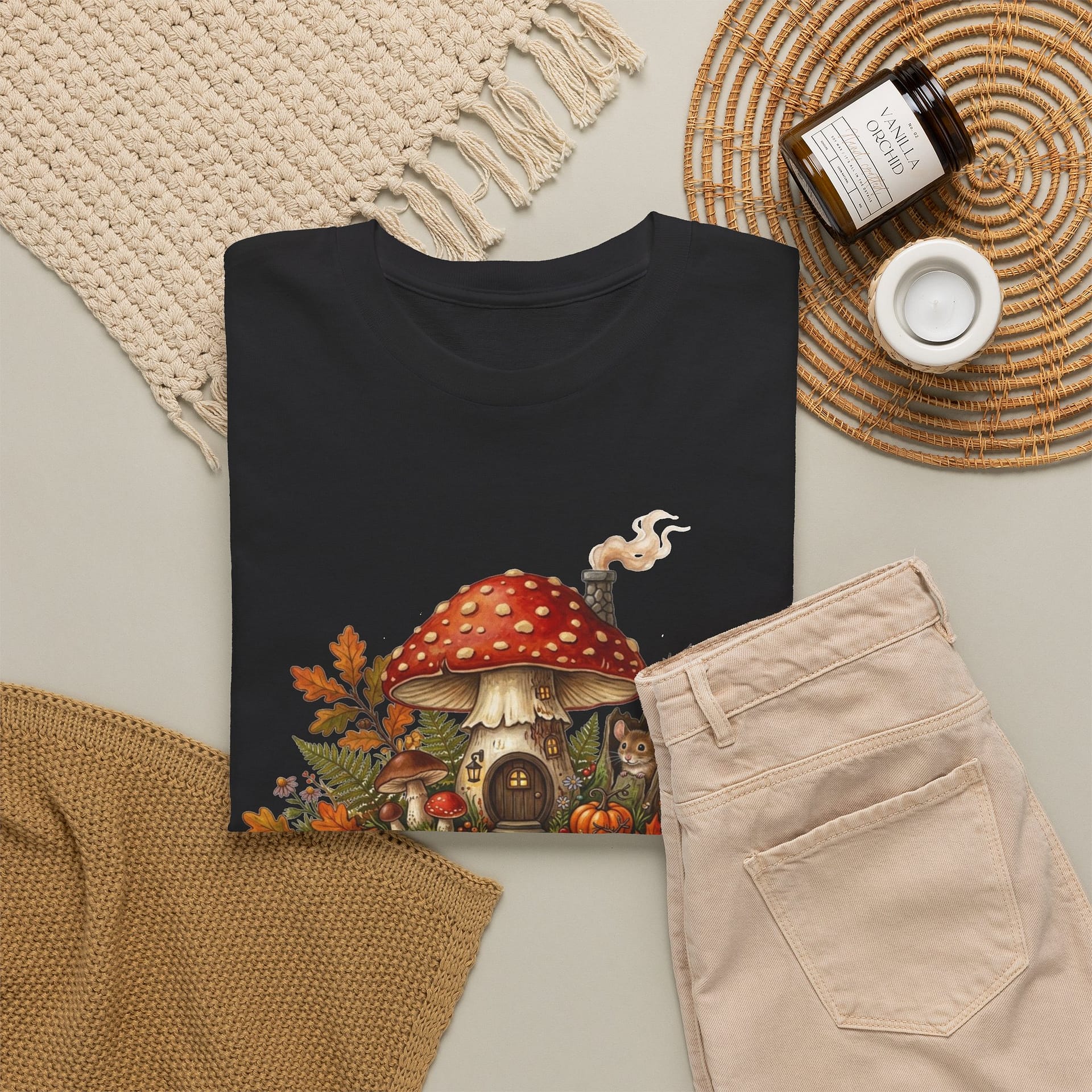 Mushroom Fairy House Tee — Autumn Woodland Cottage T‑Shirt - Image 8
