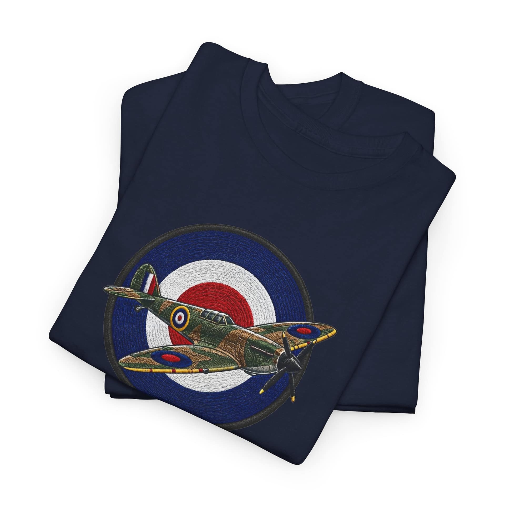 Spitfire Fighter Plane RAF Roundel T‑Shirt — Vintage WWII Aviation Tee - Image 23