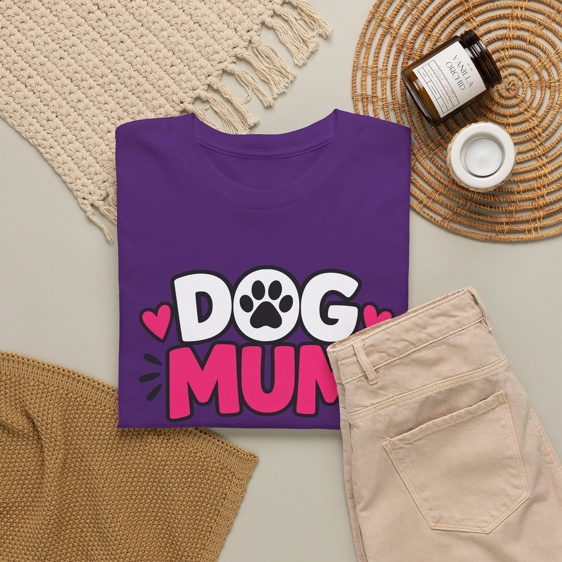 Dog Mum T‑Shirt — Cute Paw Print Dog Mom Tee (Pink Hearts) - Image 20
