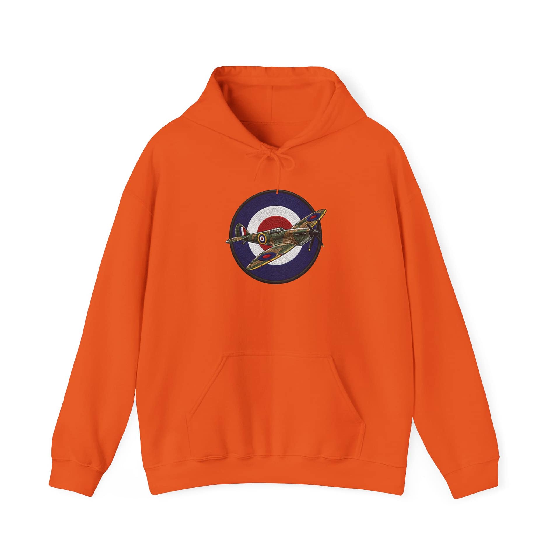 Spitfire Vintage RAF Roundel Hoodie flat lay showing retro aircraft design