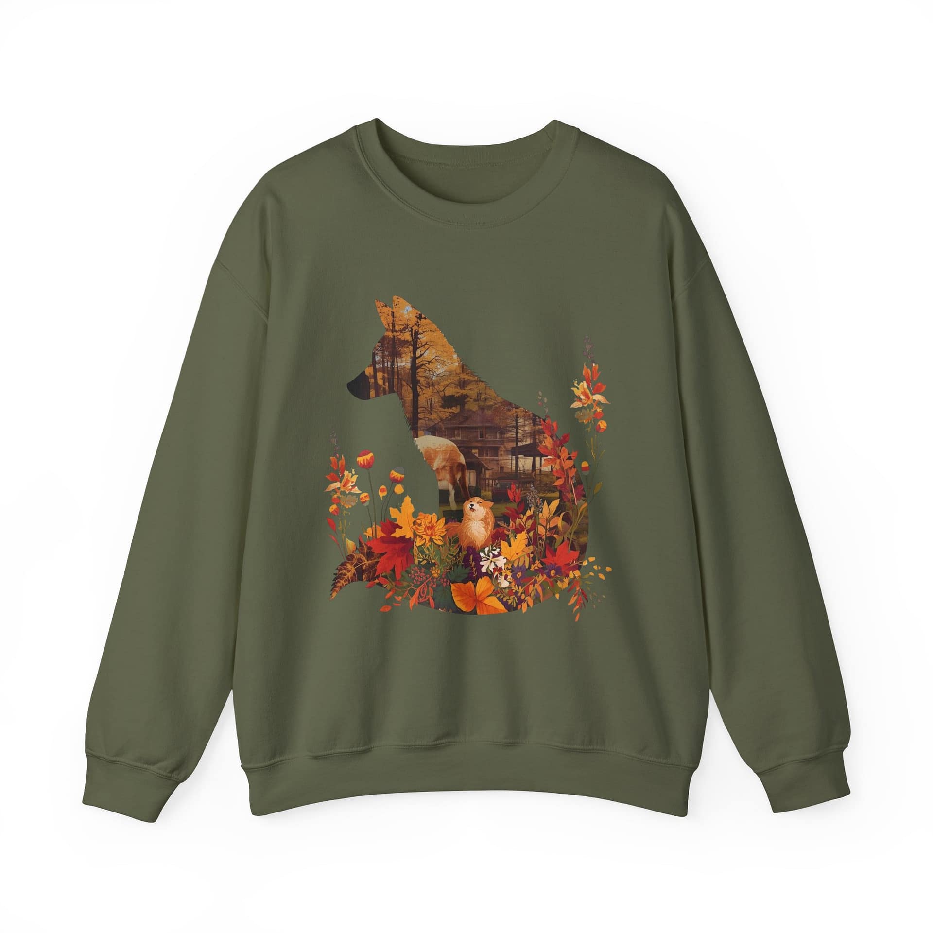 Fox Silhouette Autumn Crewneck Sweatshirt - Image 13