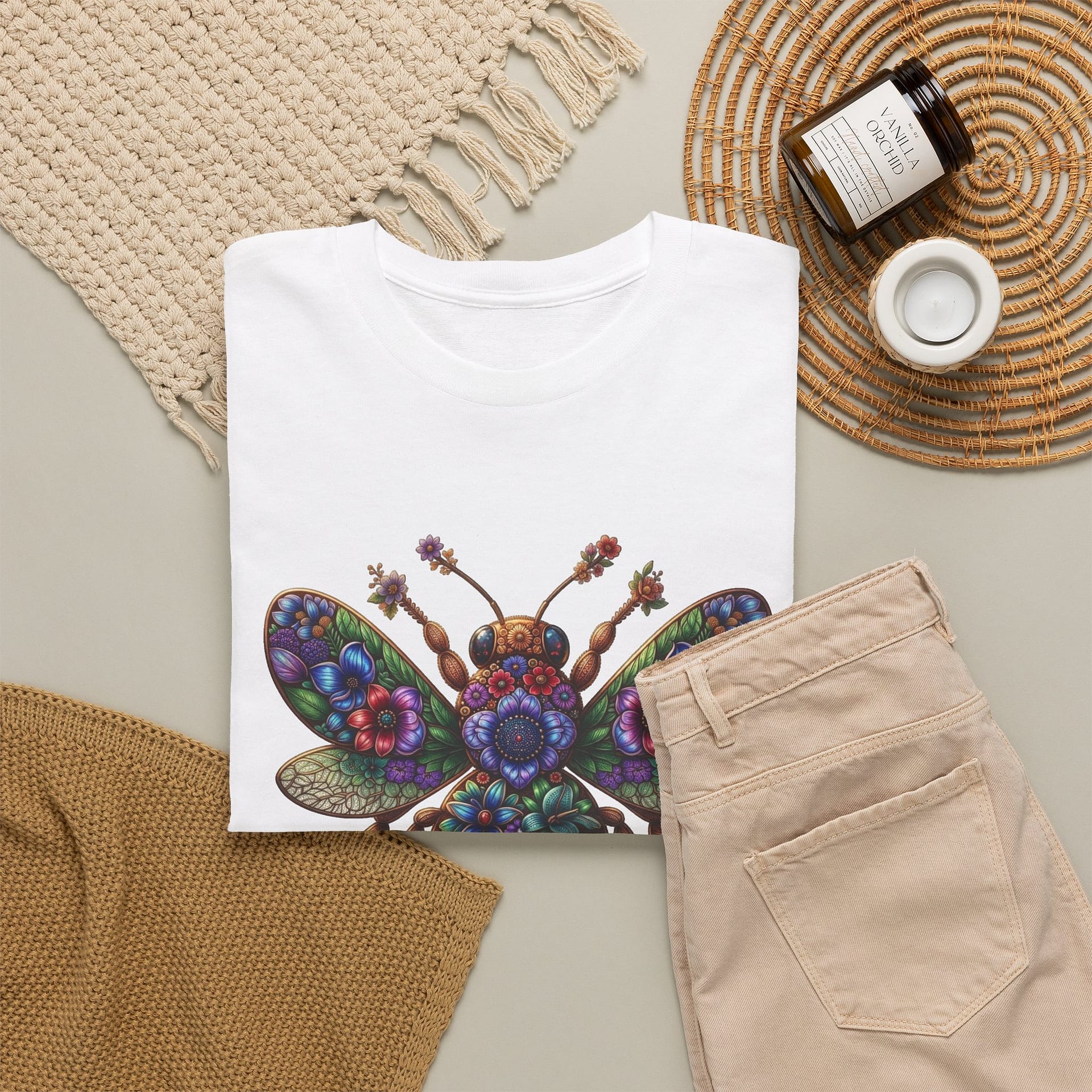 Bee Mosaic Graphic Tee — Colourful Floral Insect Art T-Shirt - Image 4