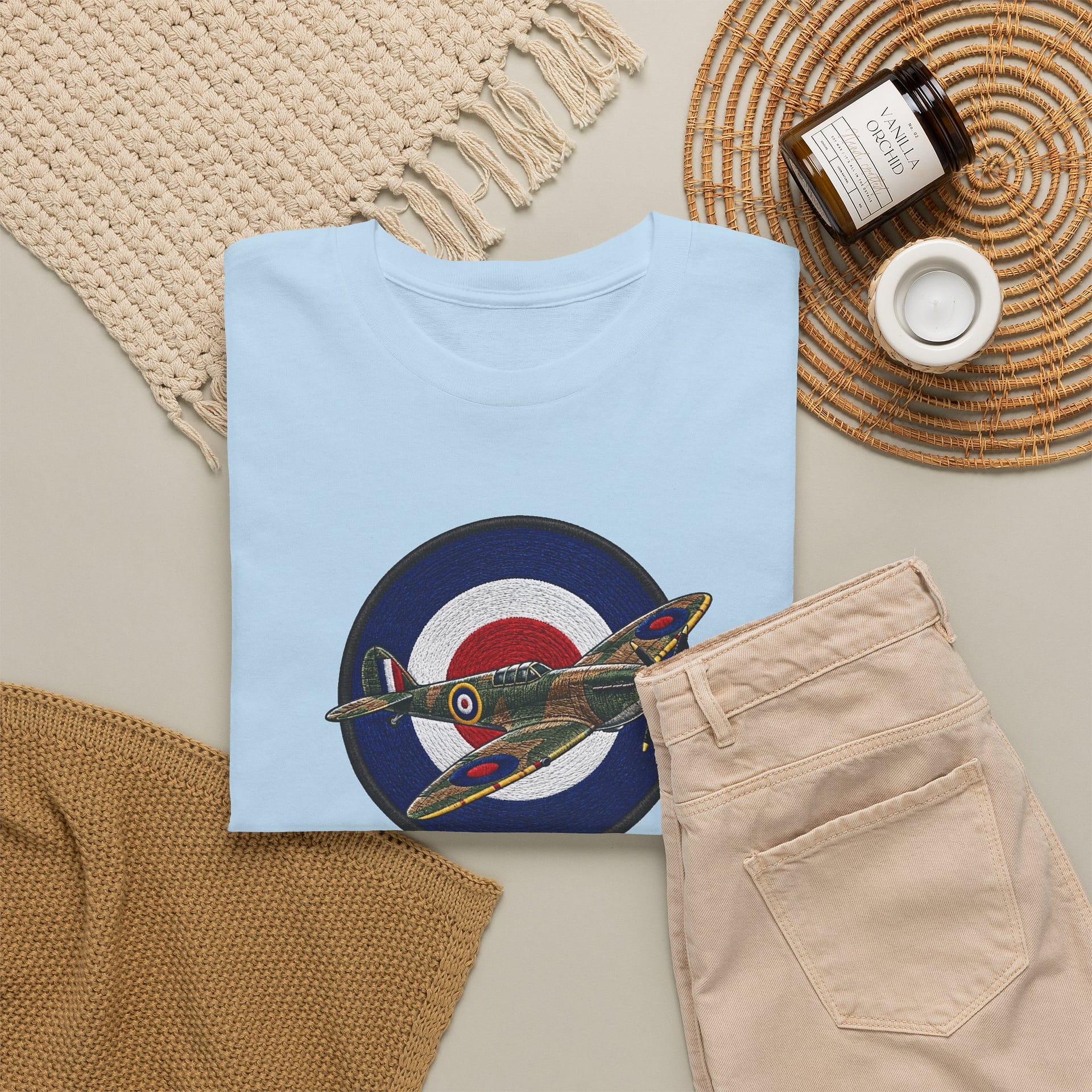 Spitfire Fighter Plane RAF Roundel T‑Shirt — Vintage WWII Aviation Tee - Image 20