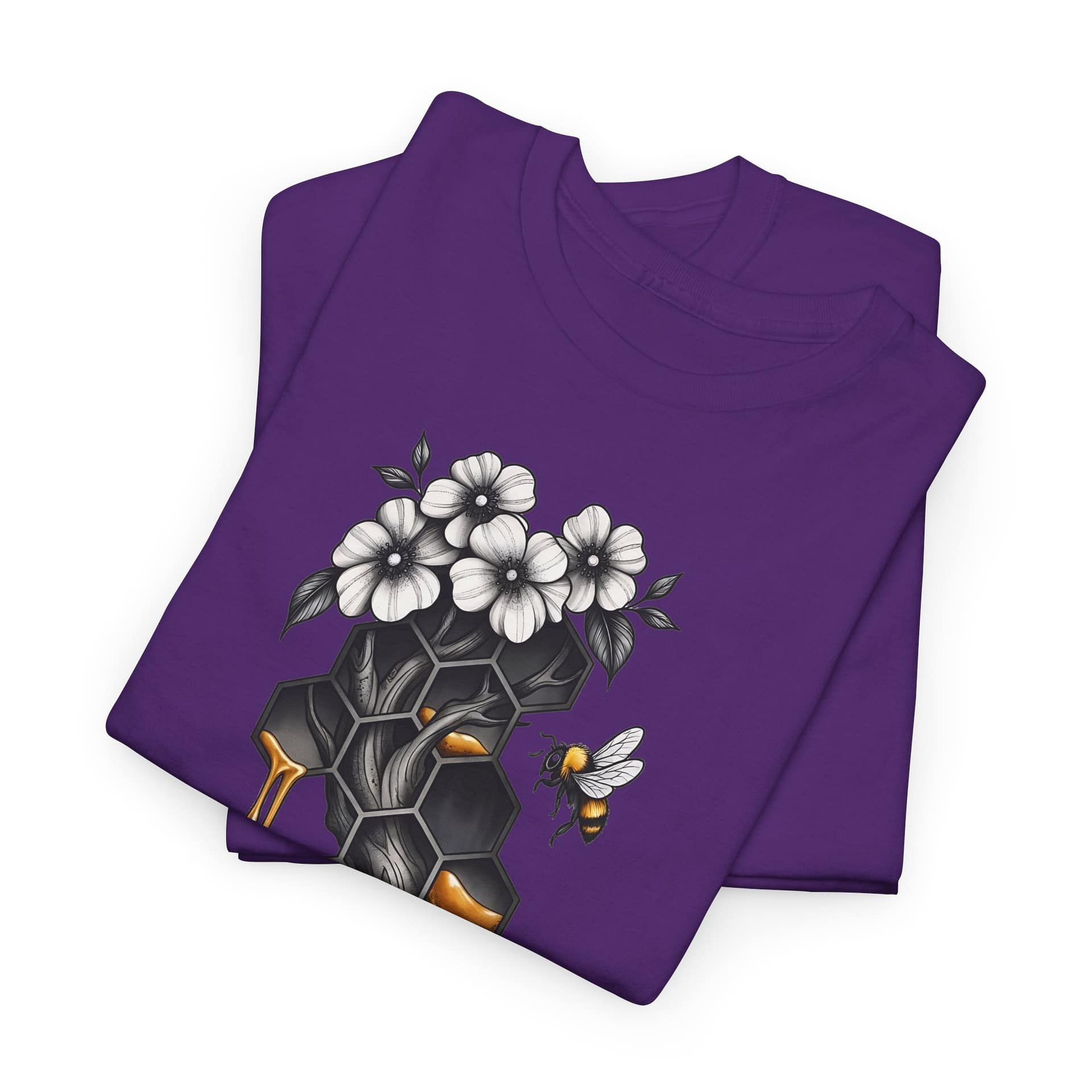 Honeycomb & Blossoms T-Shirt — Floral Bee Graphic Tee - Image 23