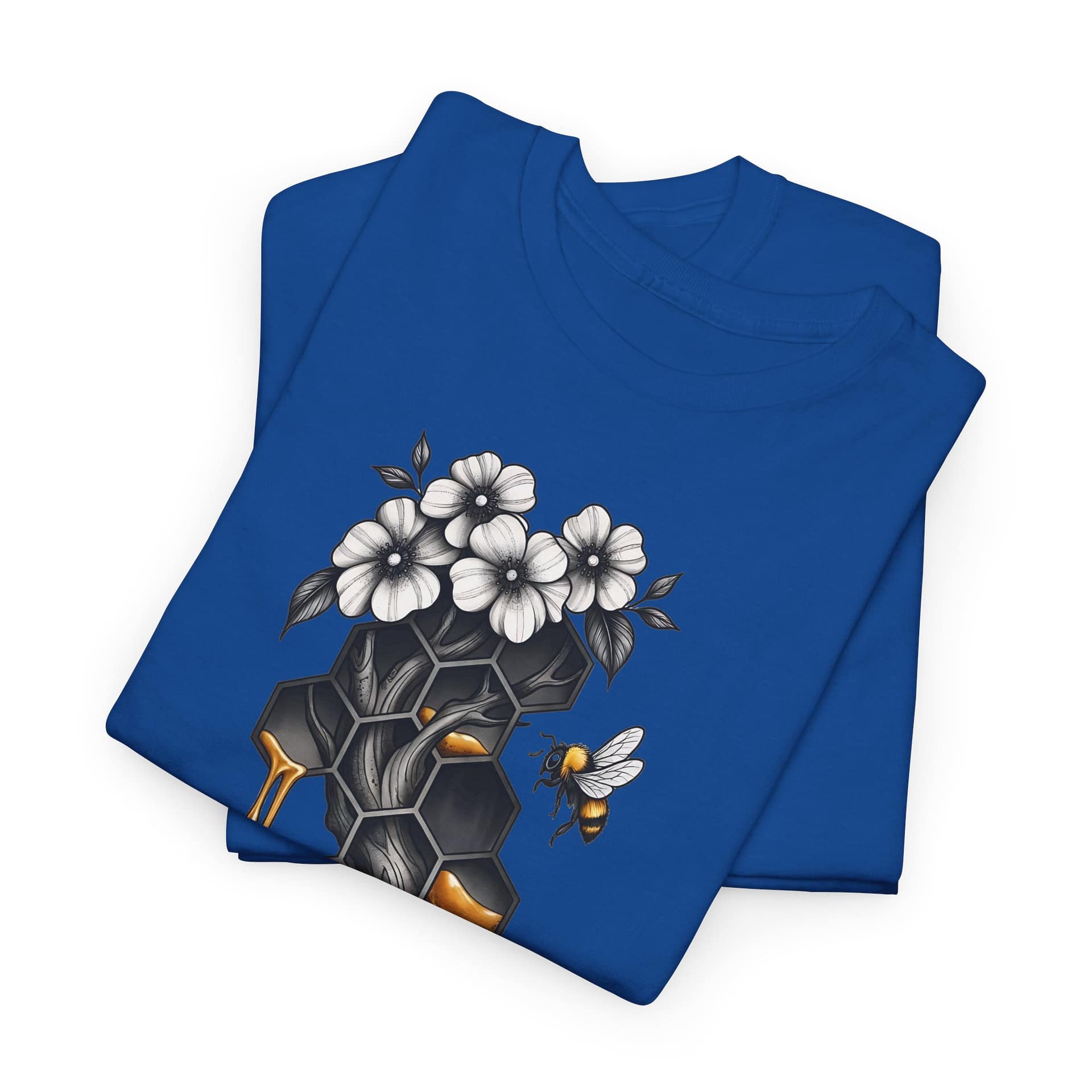Honeycomb & Blossoms T-Shirt — Floral Bee Graphic Tee - Image 19