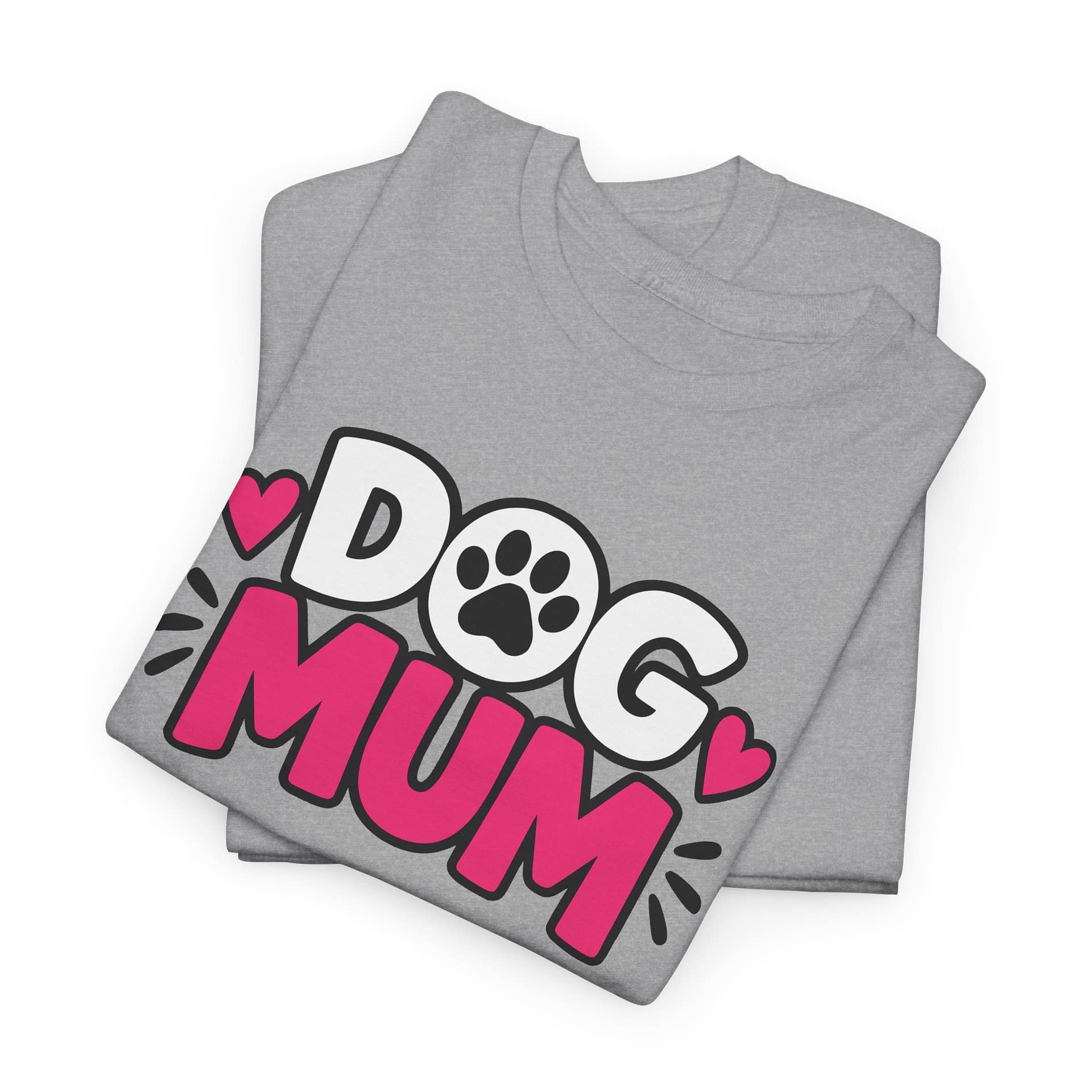 Dog Mum T‑Shirt — Cute Paw Print Dog Mom Tee (Pink Hearts) - Image 11