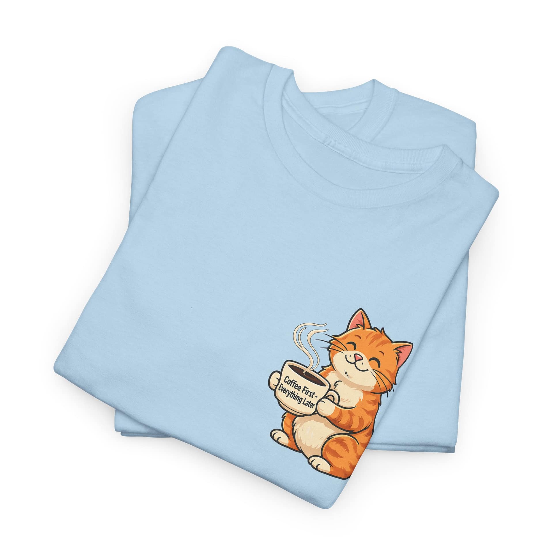 Cat with Coffee T‑Shirt — Cute Orange Kitty Holding Mug Graphic Tee - Image 15
