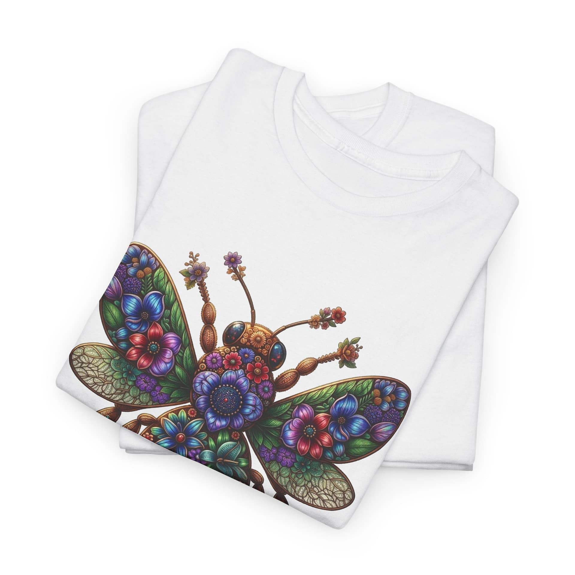 Bee Mosaic Graphic Tee — Colourful Floral Insect Art T-Shirt - Image 3