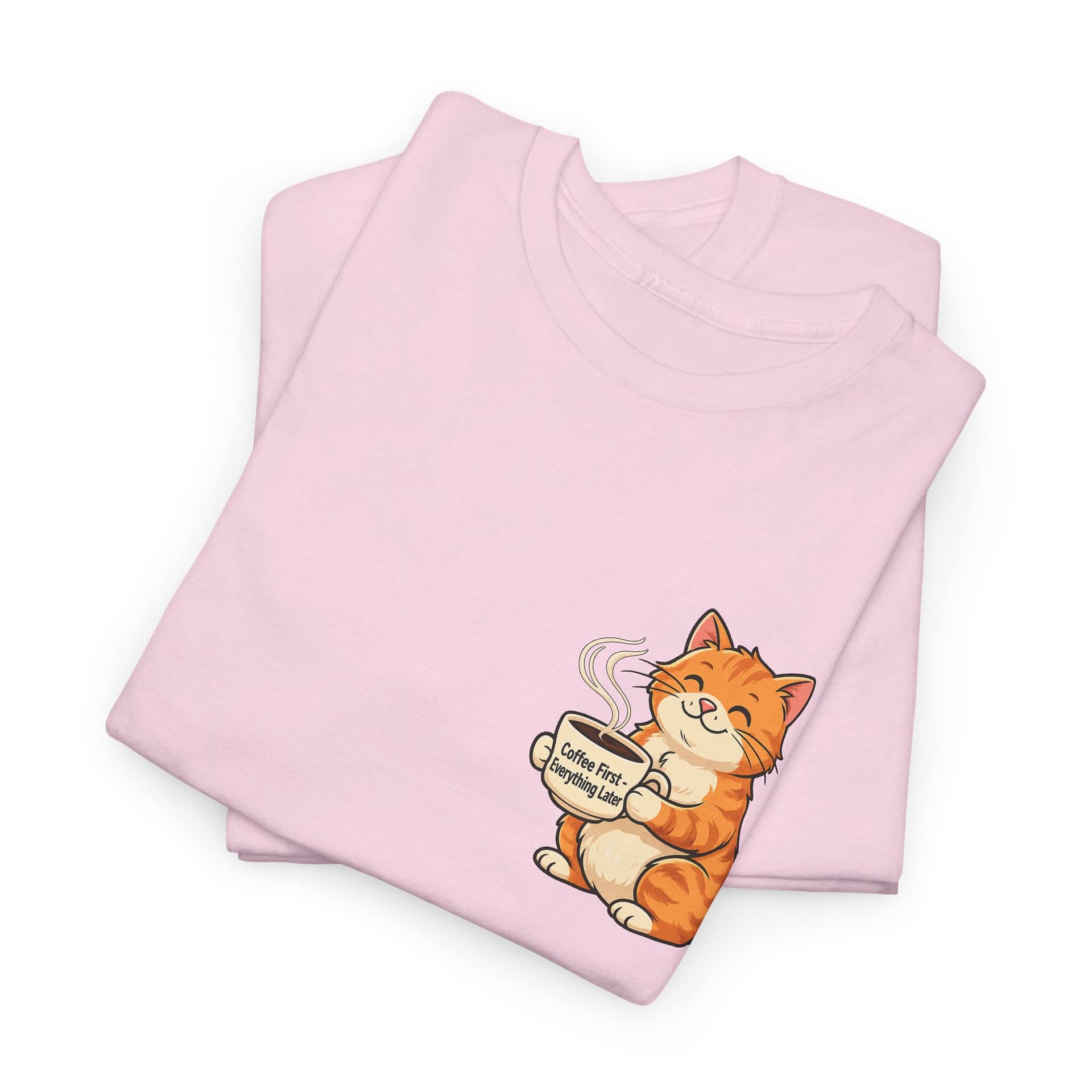 Cat with Coffee T‑Shirt — Cute Orange Kitty Holding Mug Graphic Tee - Image 19