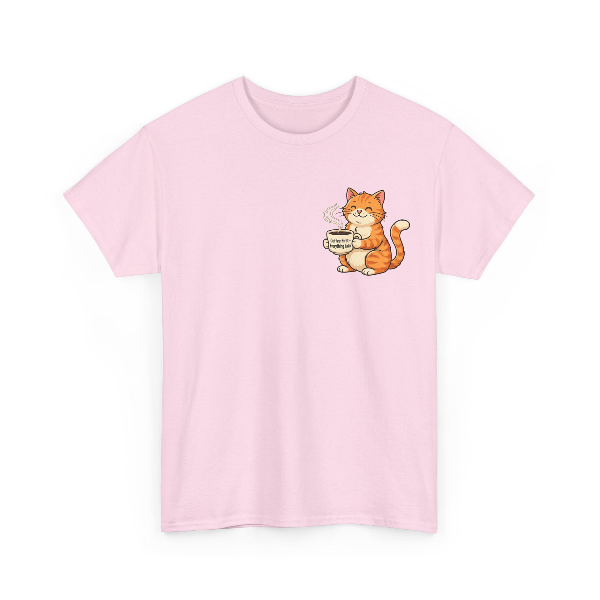Cat with Coffee T‑Shirt — Cute Orange Kitty Holding Mug Graphic Tee - Image 17