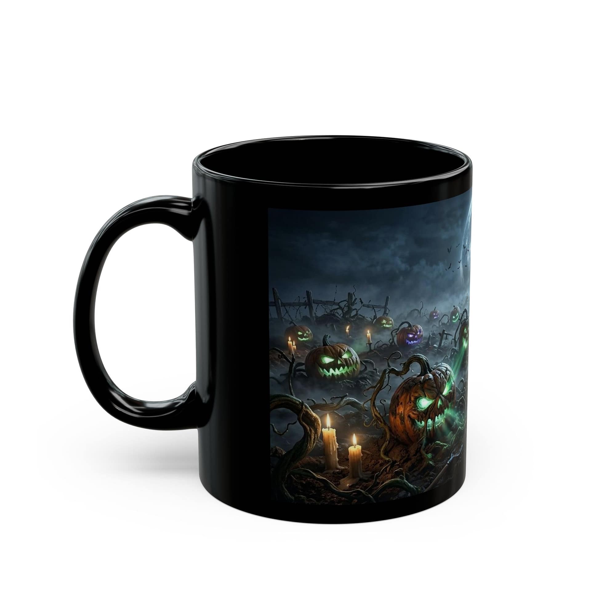 Halloween haunted pumpkin graveyard coffee mug