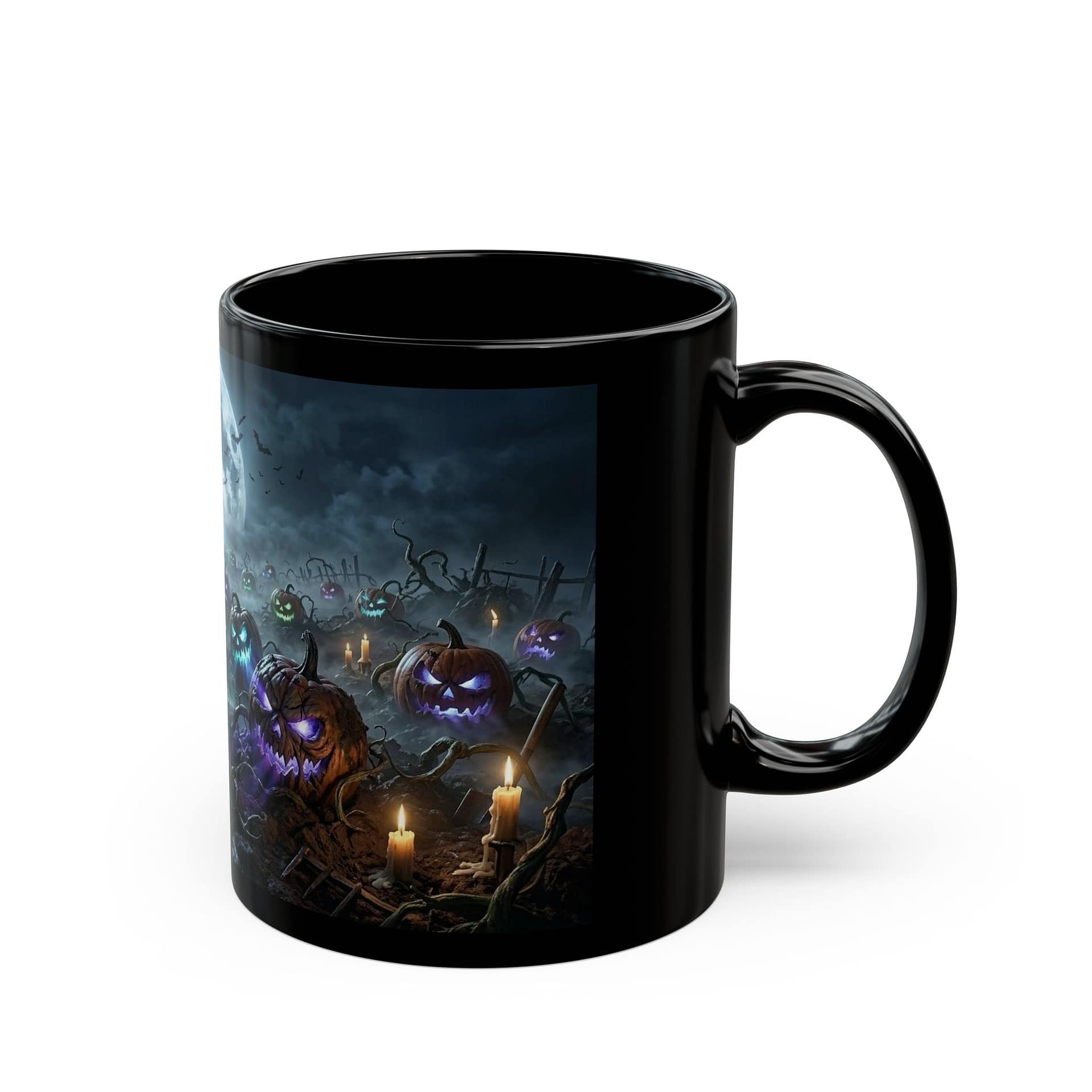 Halloween haunted pumpkin graveyard coffee mug
