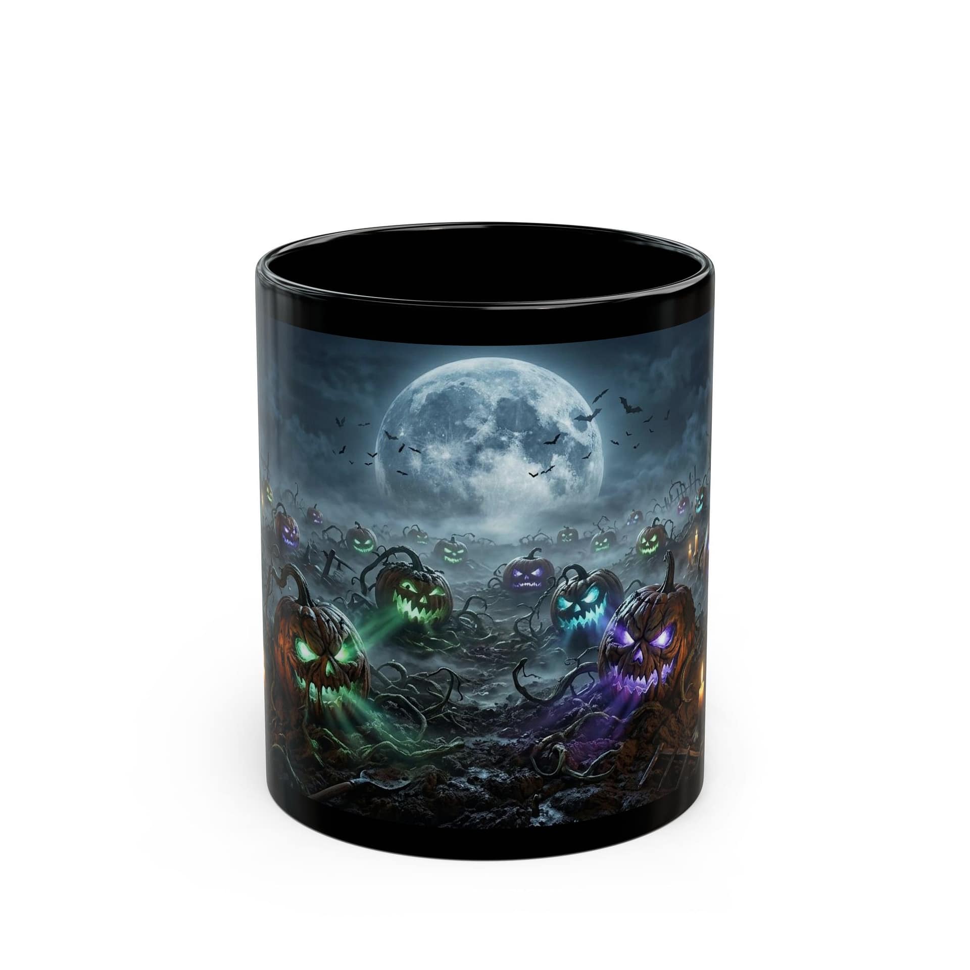 Halloween haunted pumpkin graveyard coffee mug